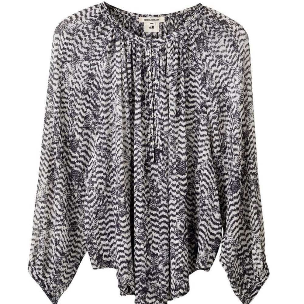 Desmond Dempsey x H&M Limited Edition Black and White Patterned Long-Sleeved Top